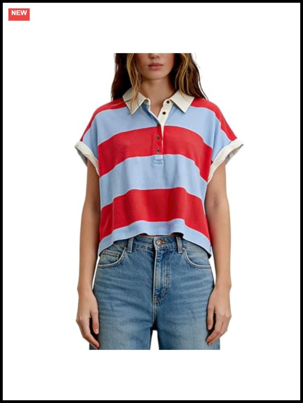 Striped Oversized Y2K Baggy Polo Shirt Aesthetic Short Sleeve